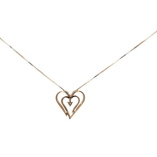 Colgante en forma de corazón con diamantes canadienses de 0,04 quilates en oro amarillo de 10 quilates, 18"