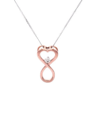 Colgante de corazón/infinito con diamantes de 0,04 quilates en oro rosa de 10 quilates, 18"