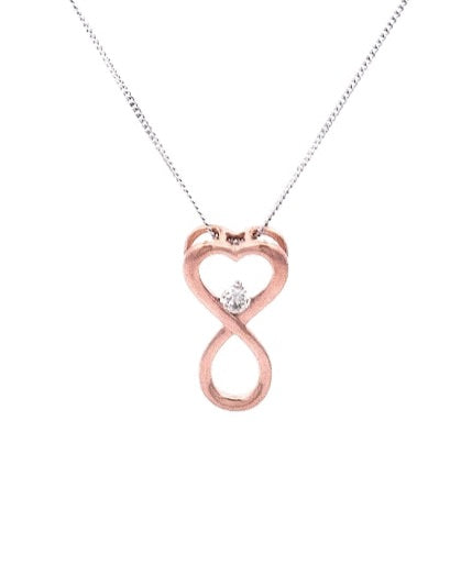 10K Rose Gold 0.04cttw Diamond Heart / Infinity Pendant, 18&quot;