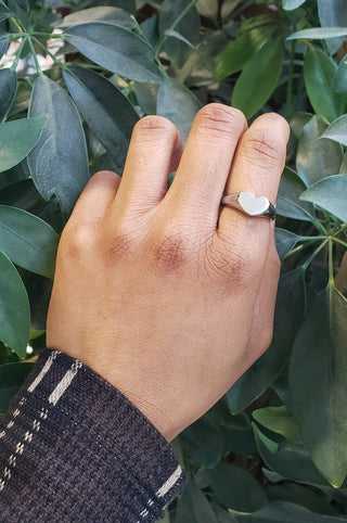 Anillo grabable en forma de corazón de plata 925 de alto pulido