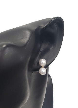 Pendiente de perlas cultivadas de oro amarillo de 14 quilates de 7 a 7,5 mm