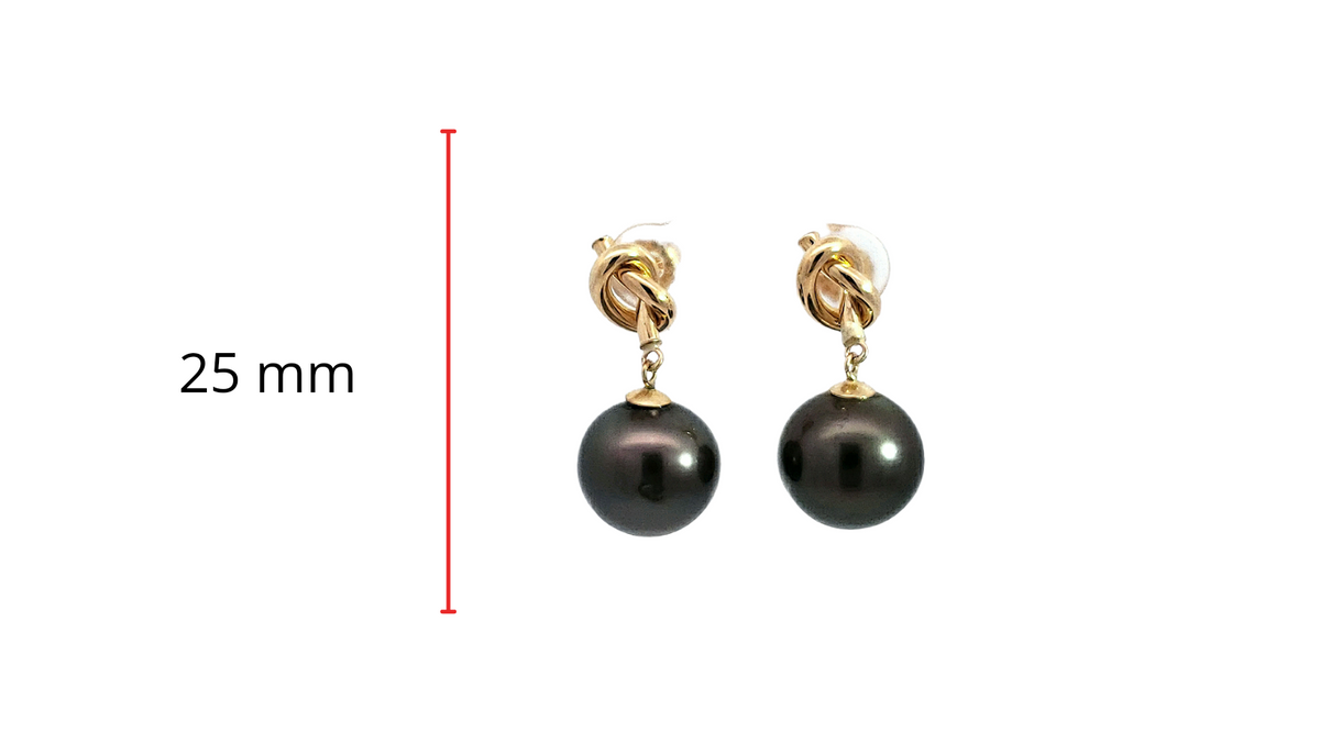 14K Yellow Gold Tahitian Pearl Dangle Earrings with Butterfly Back Closure