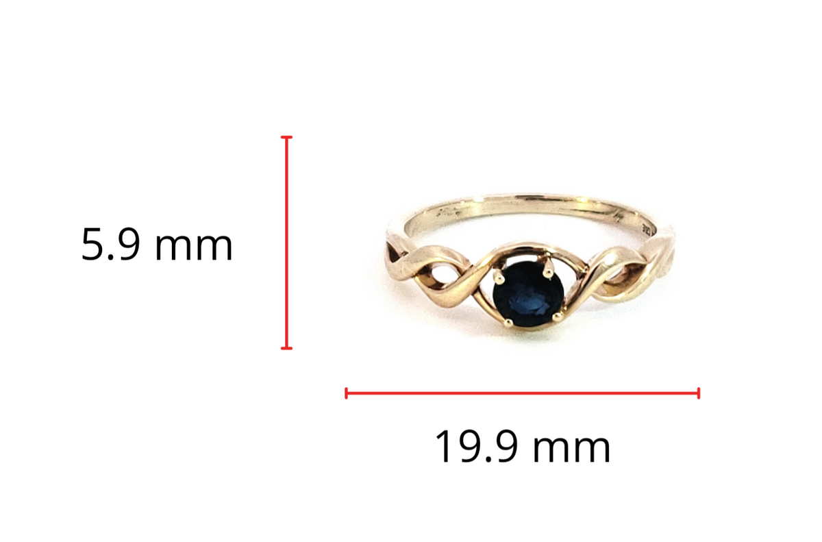 10K Yellow Gold Sapphire Ring - Size 7