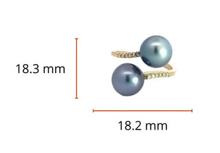Anillo de diamantes y perlas de Tahití en oro amarillo de 14 quilates - Talla 6
