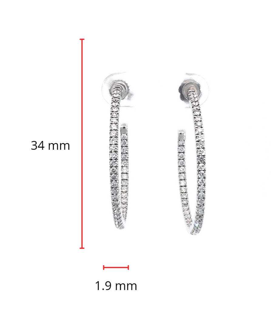 14K White Gold 0.74cttw Diamond Hoop Earrings