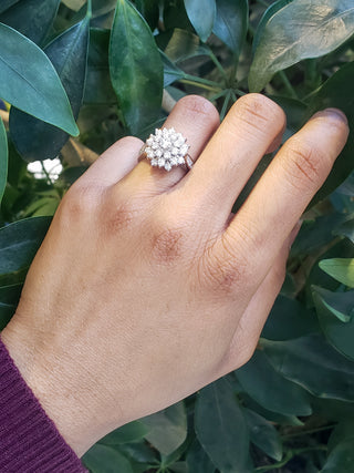 Anillo de diamantes de 1,95 quilates en oro blanco de 14 quilates, talla 6,5