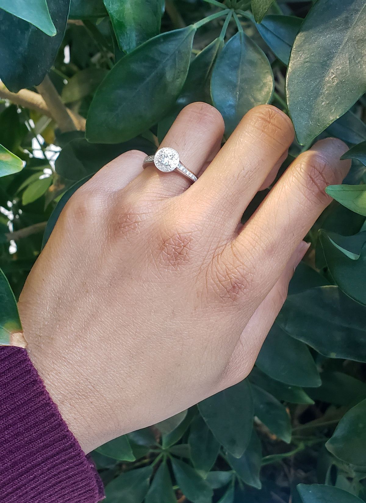14K White Gold 0.78cttw Diamond Halo Engagement Ring, Size 6.5