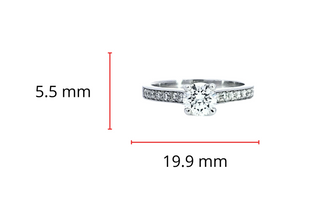Anillo de compromiso de diamantes redondos de talla brillante de 0,94 quilates en oro blanco de 14 quilates