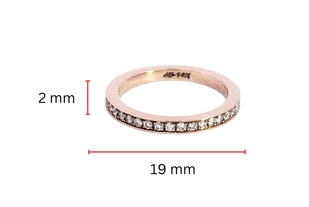 Anillo de eternidad con diamantes de 0,40 quilates en oro rosa de 14 quilates, talla 6