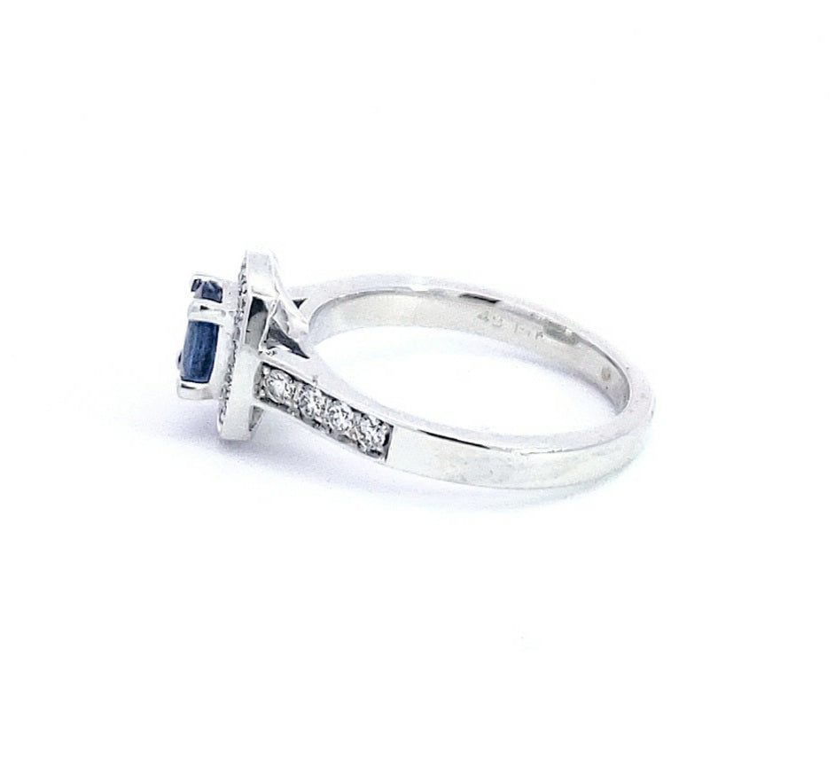 14K White Gold Sapphire and Diamond Ring - Size 6