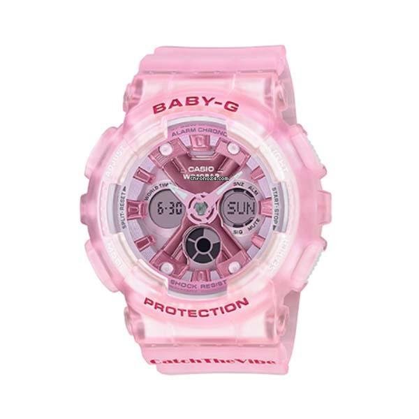 Casio RIEHATA Collection Pink Semi Transparent Resin Band Watch BA130CV-4A