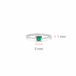 10K White Gold 0.15cttw Genuine Emerald Princess Cut Ring
