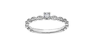 Anillo de compromiso/promesa de diamantes de 0,08 quilates en oro blanco de 10 quilates, talla 6,5