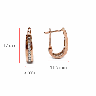 Aretes tipo argolla con diamantes de 0,15 quilates en oro rosa de 10 quilates