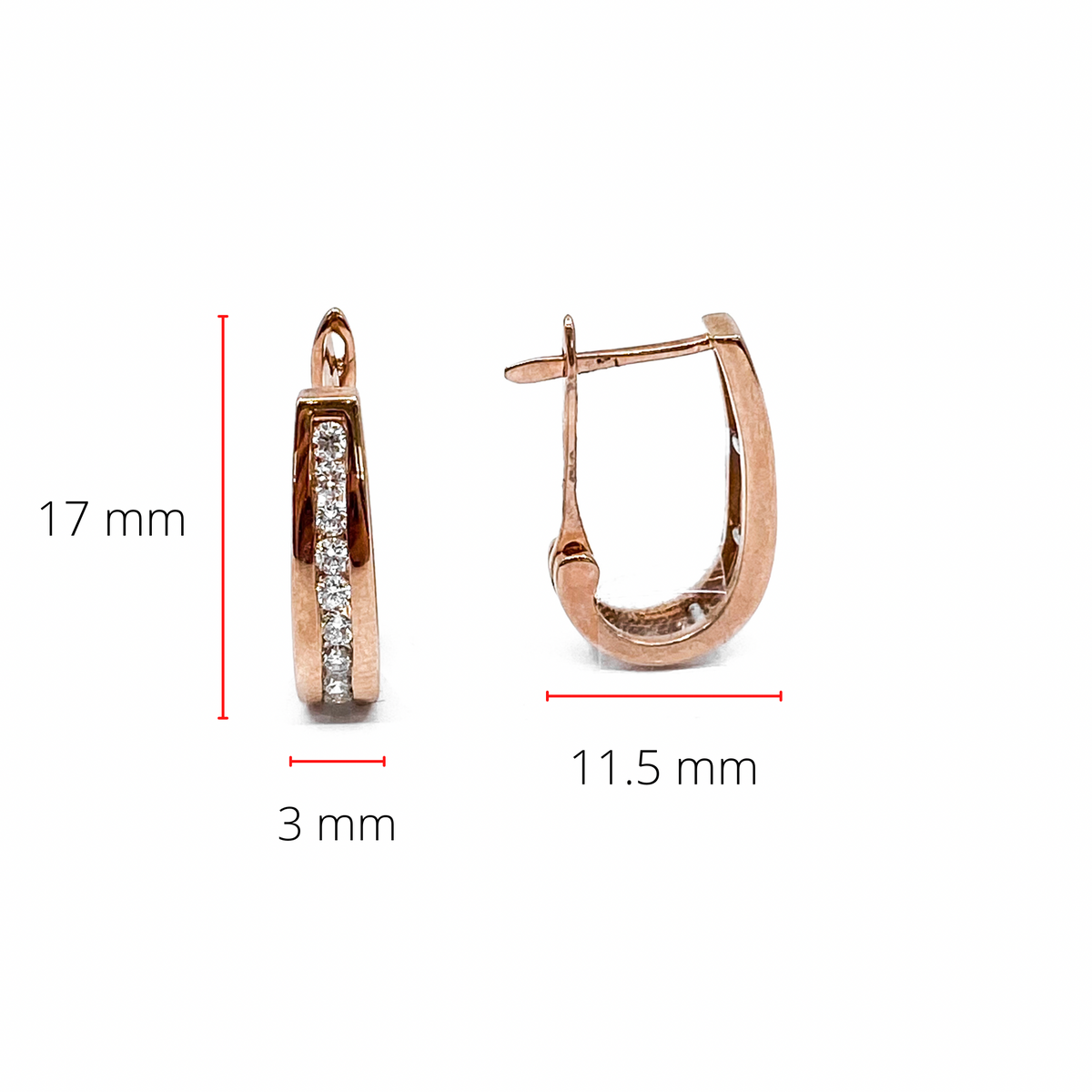 10K Rose Gold 0.15cttw Diamond Hoop Earrings