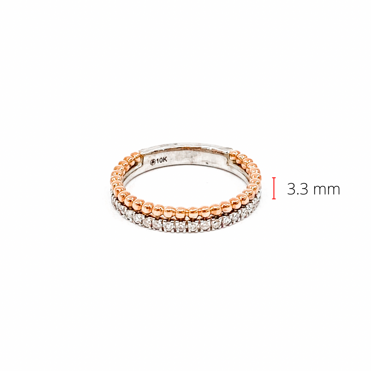 10K Rose &amp; White Gold 0.30cttw Diamond Band, size 6.5