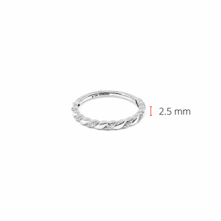 Anillo/banda apilable de diamantes de 0,10 quilates en oro blanco de 10 quilates, talla 6,5
