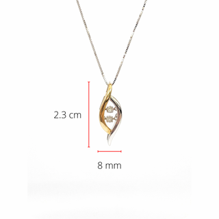 Colgante de oro blanco y amarillo de 10 quilates con diamantes de 0,02 quilates, 18"