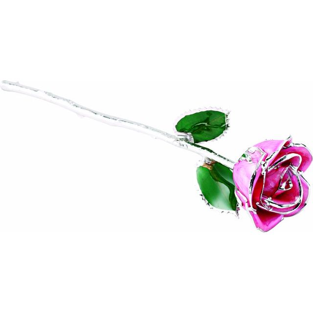 Platinum Plated Lacquered Pink Genuine Rose