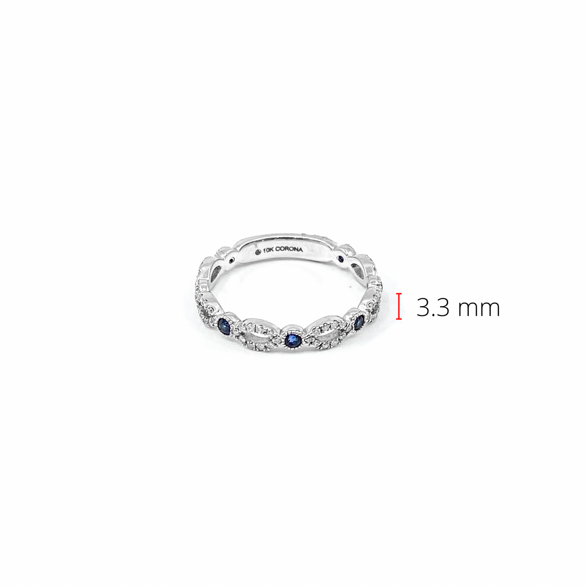 10K White Gold 0.28cttw Genuine Sapphire and 0.18cttw Diamond Ring, size 6.5
