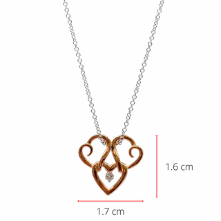 Colgante de triple corazón con diamantes canadienses de 0,043 quilates, color rosa y blanco de 10 quilates, 18"