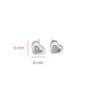 Pendientes colgantes/en forma de corazón con diamantes de 0,04 quilates en oro blanco de 10 quilates