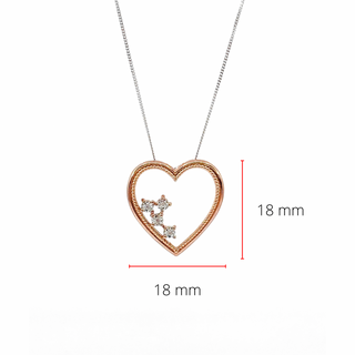 Colgante en forma de corazón con diamantes de 0,02 quilates en oro blanco y rosa de 10 quilates, 18"