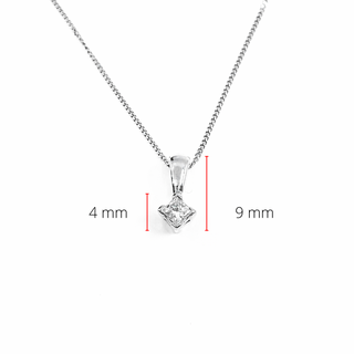 Collar de diamantes canadienses de talla princesa de 0,10 quilates en oro blanco de 14 quilates, 18"