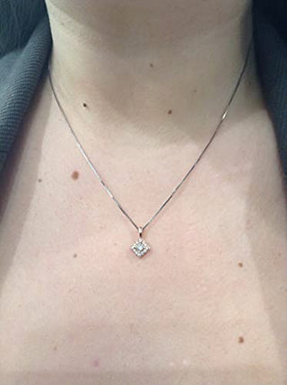 Collar con halo de diamantes canadienses de 0,30 quilates en oro blanco y rosa de 14 quilates, 18"