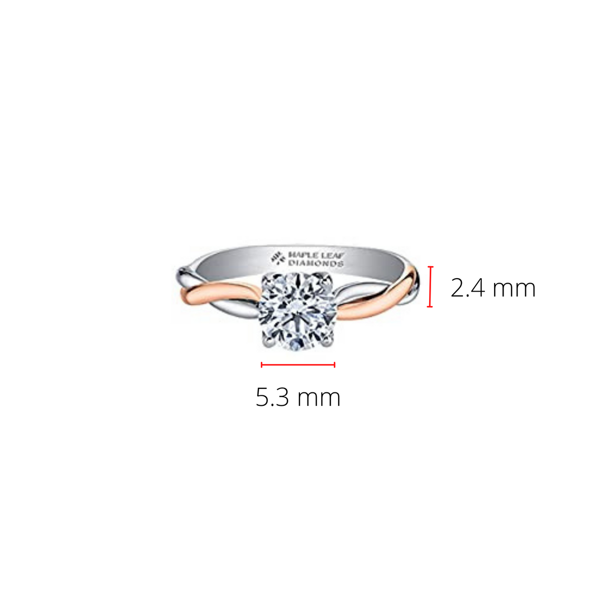 18K White &amp; Rose Gold 0.60cttw Canadian Diamond Engagement Ring, size 6.5