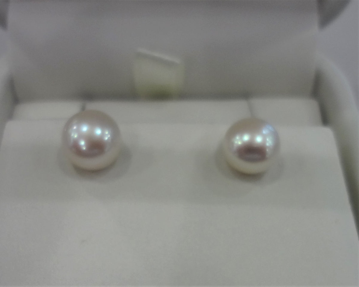 Silver Fresh Water Pearl Stud Earrings