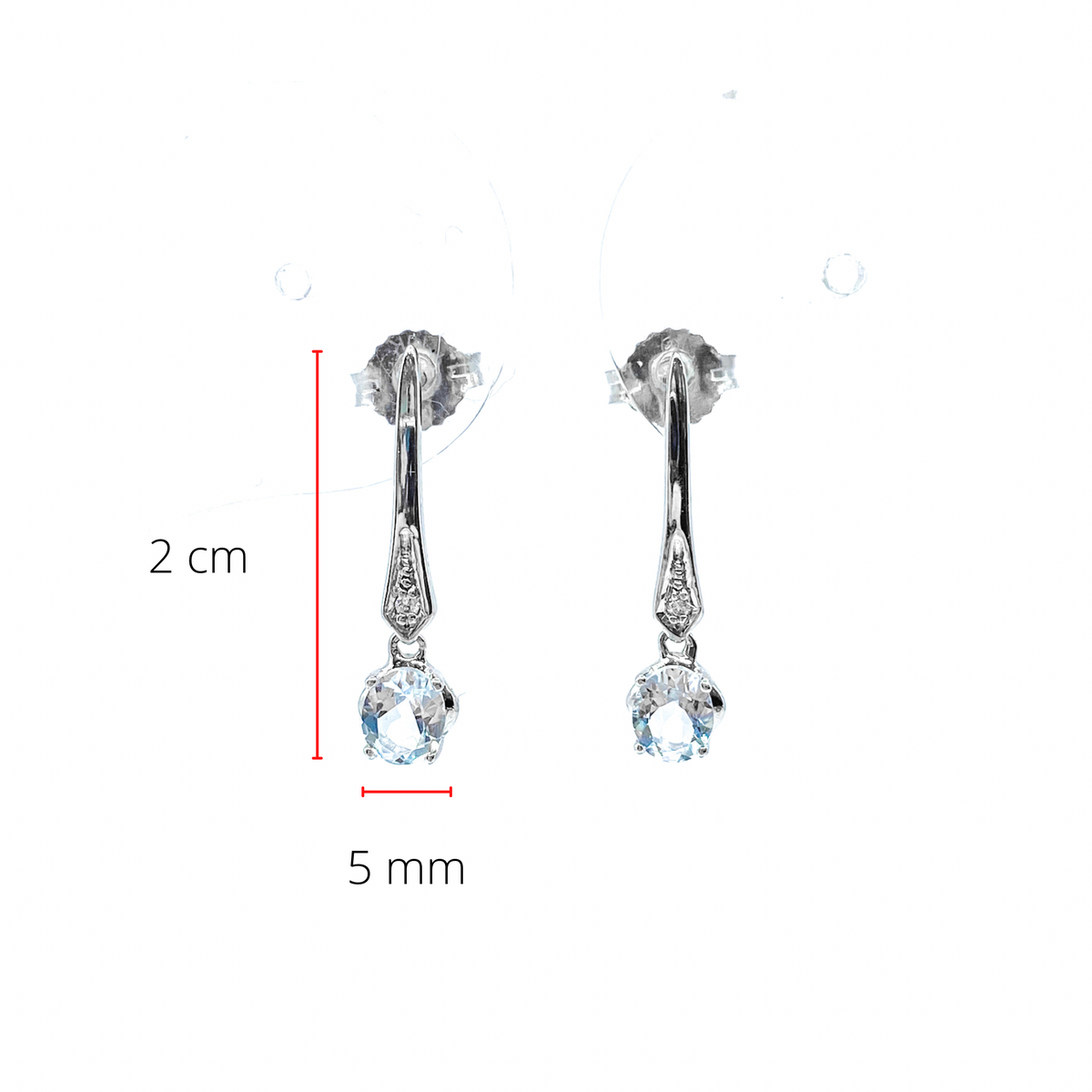 10K White Gold 0.64cttw Aquamarines &amp; 0.012cttw Diamond Dangle / Drop Earrings