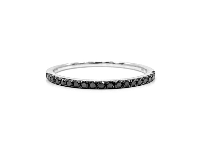 14K White Gold 0.17cttw Black Diamond Ring - Size 6.5