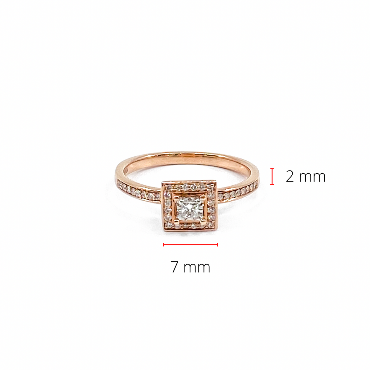 10K Rose Gold 0.20cttw Canadian Diamond Halo Engagement Ring, size 6.5