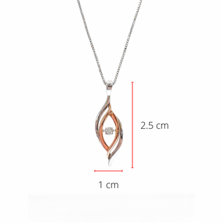 Colgante de plata de ley y oro rosa de 10 quilates con diamantes de 0,125 quilates, 18"