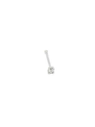 Pendientes de nariz de oro blanco de 14 quilates con diamantes de 0,03 quilates y 4 garras 
