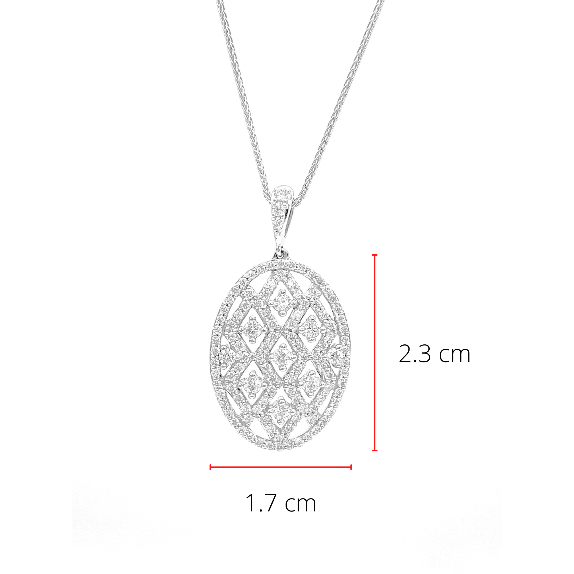 10K White Gold 1.00cttw Diamond Pendant, 18"