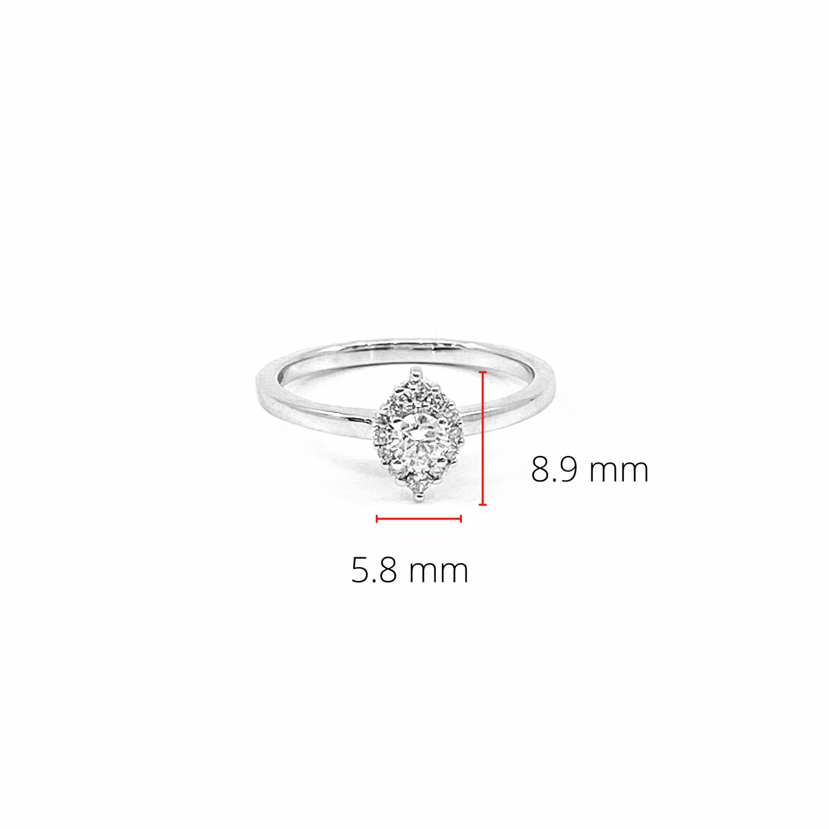 10K White Gold 0.30cttw Canadian Diamond Halo Engagement Ring, size 6.5