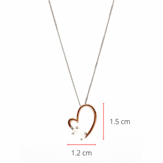 Colgante de corazón de oro rosa y blanco de 10 quilates con piedra lunar genuina de 0,60 quilates y diamante de 0,03 quilates, 18"