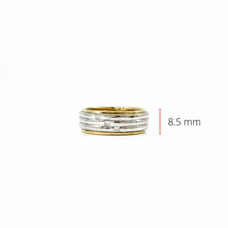 Anillo de diamantes para caballero de talla princesa de 0,13 quilates en oro blanco y amarillo de 10 quilates, talla 10