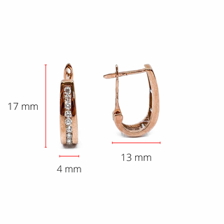 Pendiente tipo argolla con bisagras Huggie en oro rosa de 10 quilates con diamantes de 0,50 quilates