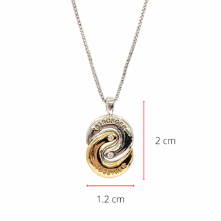 Collar de diamantes de 0,02 quilates "Stronger Together" de plata de ley y oro amarillo de 10 quilates, 18"