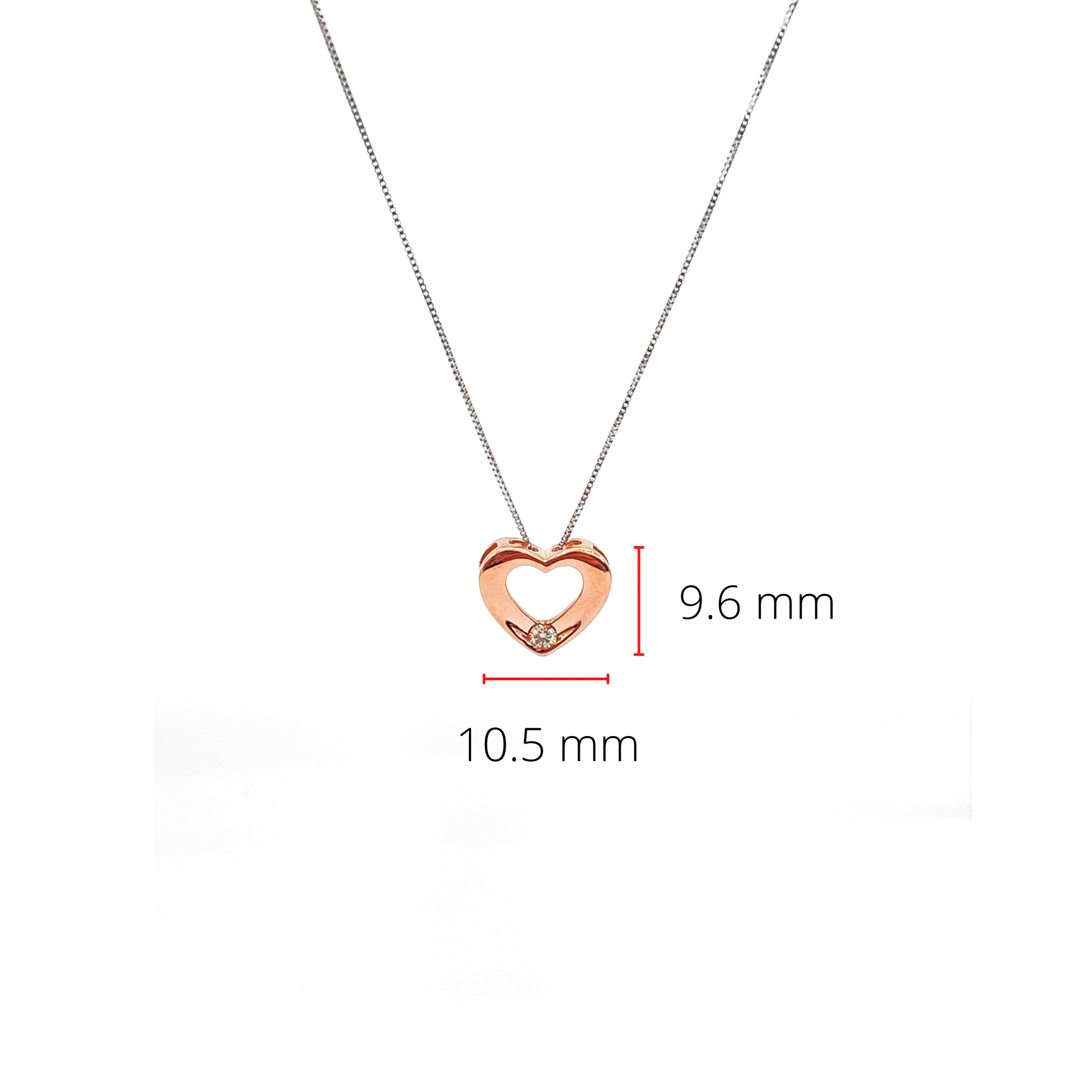 10K White & Rose Gold 0.036cttw Canadian Diamond Heart Pendant, 18"