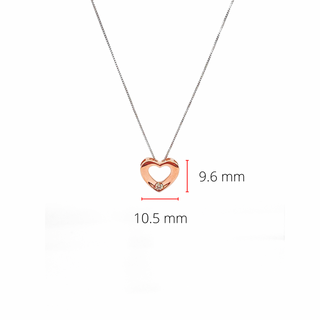 Colgante de corazón de diamante canadiense de 0,036 quilates en oro blanco y rosa de 10 quilates, 18"