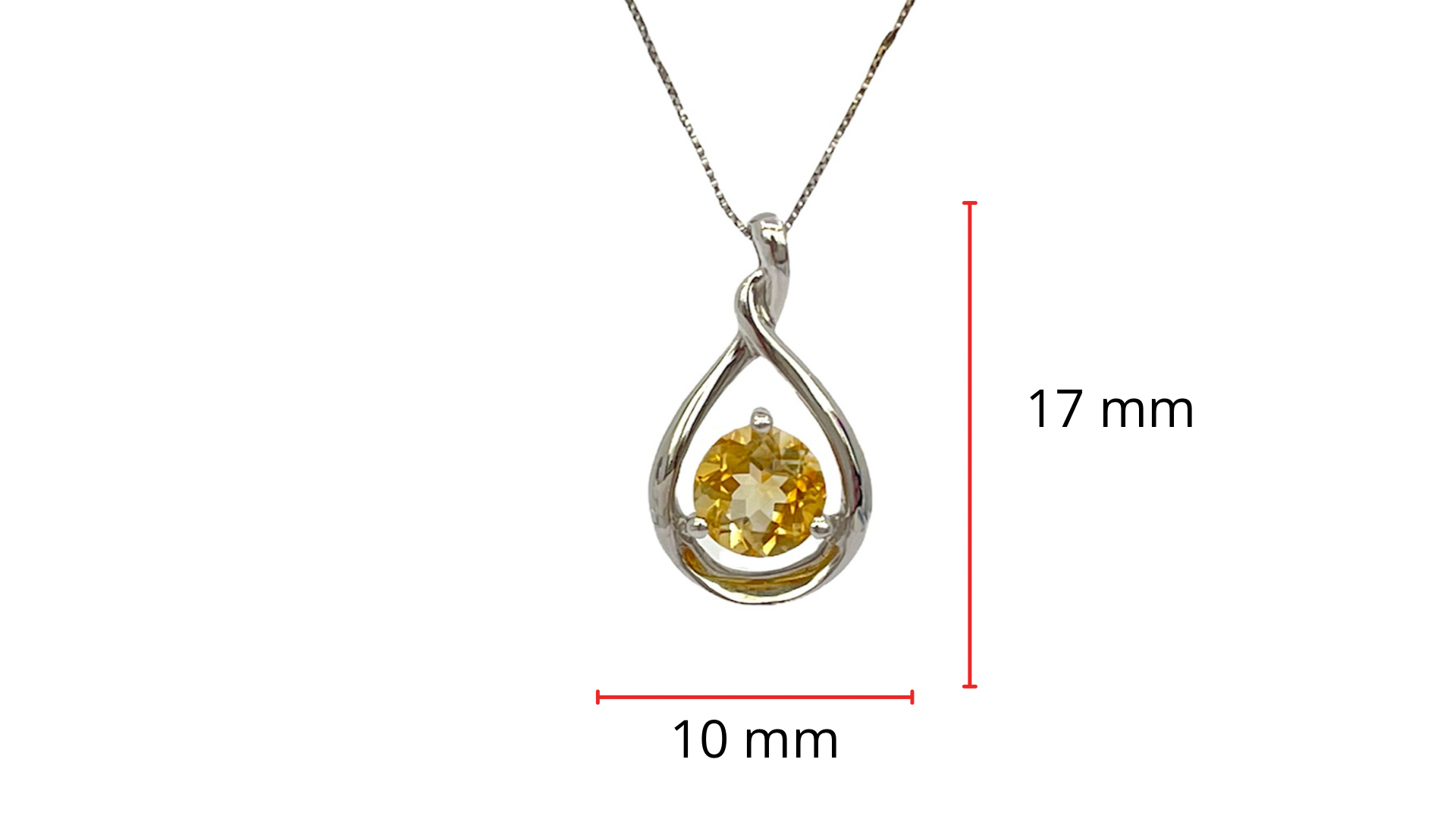 10K and 14K White Gold Citrine Pendant, 18"