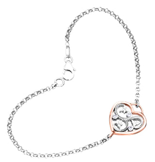 Brazalete de diamantes canadienses de 0,05 quilates en oro blanco y rosa de 14 quilates, 7"