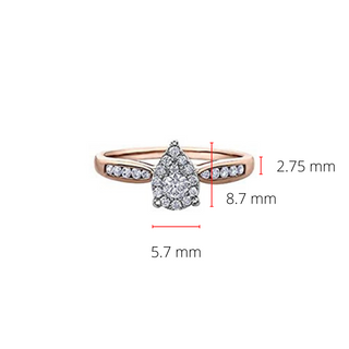10K Rose Gold 0.35cttw Diamond Pear Shaped Halo Engagement Ring
