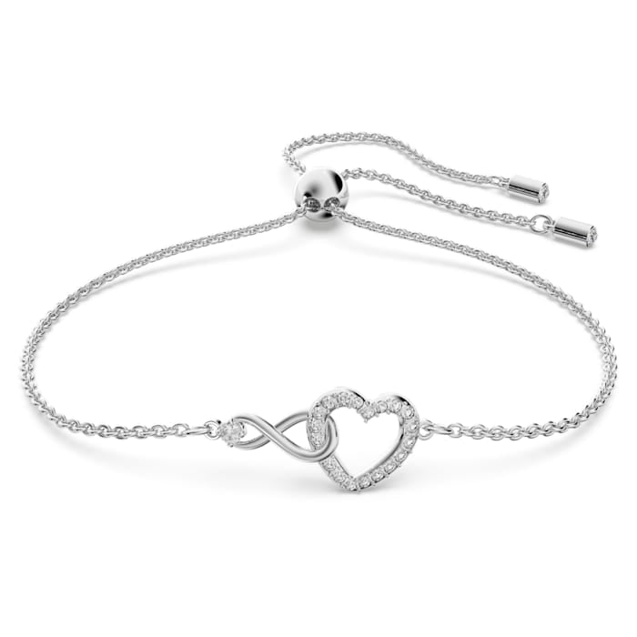 Swarovski Infinity Bracelet Infinity And Heart, White, Rhodium Plated - 5524421