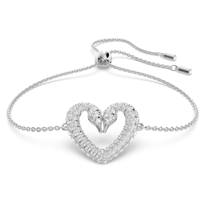 Una Bracelet Heart, Small, White, Rhodium Plated - 5625534- Discontinued