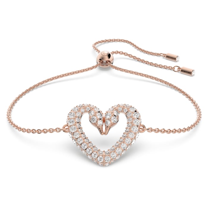 Una Bracelet Heart, Small, White, Rose-Gold Tone Plated - 5628658